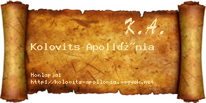 Kolovits Apollónia névjegykártya